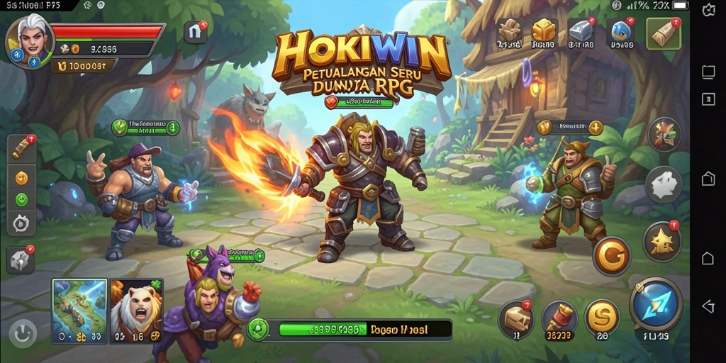 Tampilan gameplay seru dalam HOKIWIN yang menampilkan pertempuran epik.