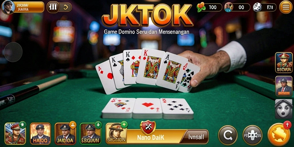 Tampilan gameplay JKTOK yang menegangkan dan seru saat bermain Domino.