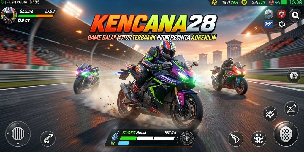 Tampilan gameplay KENCANA28 yang mendebarkan dan penuh aksi balap.