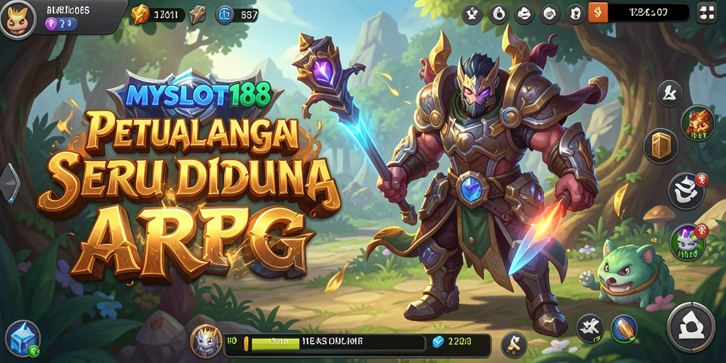 Screenshot gameplay MYSLOT188 yang menampilkan karakter dalam pertempuran epik.