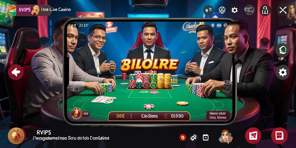 Tampilan gameplay Live Casino di RVIP5 yang menarik dan interaktif.